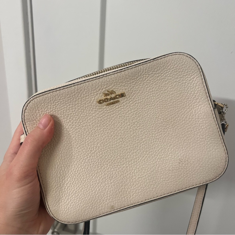 Coach Chalk Gold Mini Camera Crossbody Bag